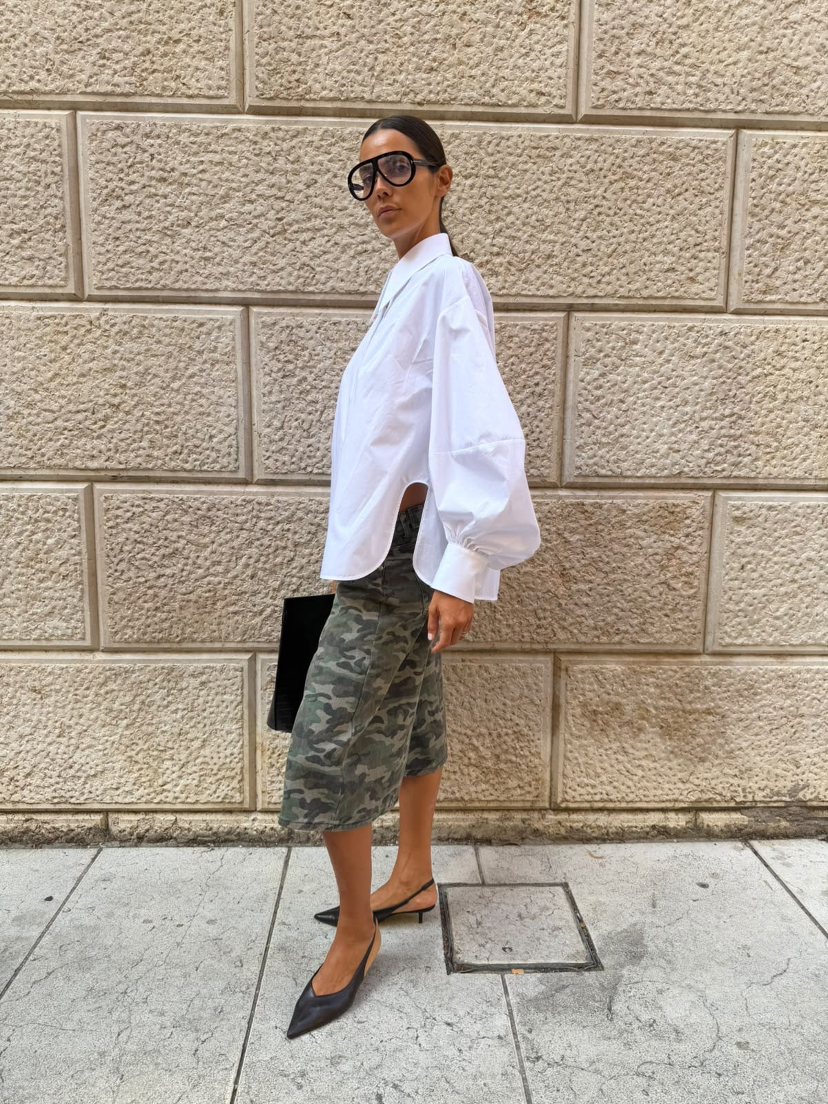 Camicia Oversize con Colletto a Punta