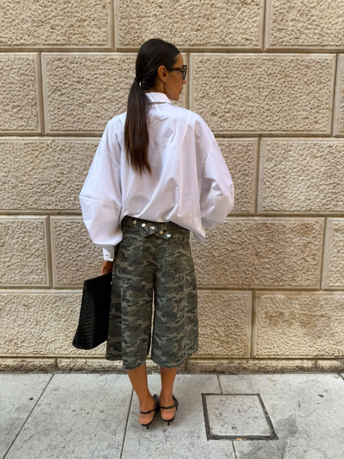Camicia Oversize con Colletto a Punta