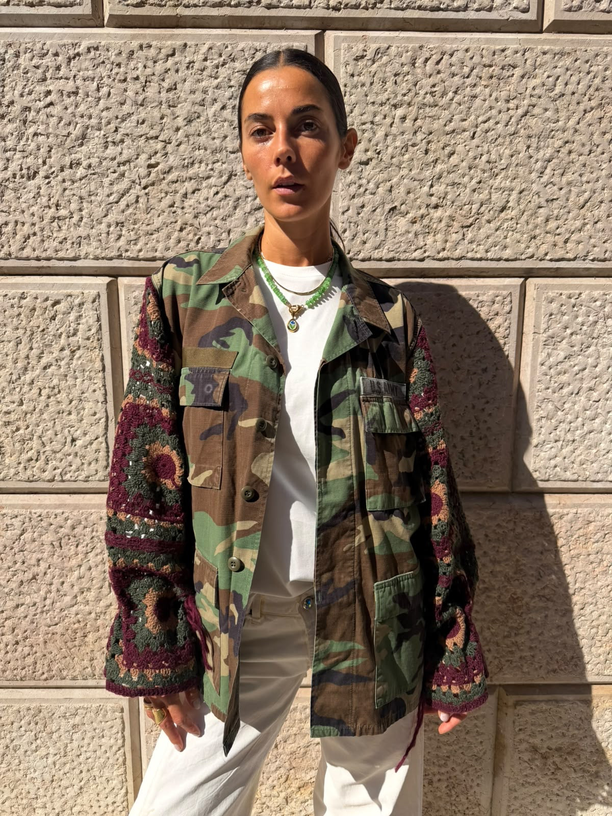 Giacca militare vintage con maniche crochet