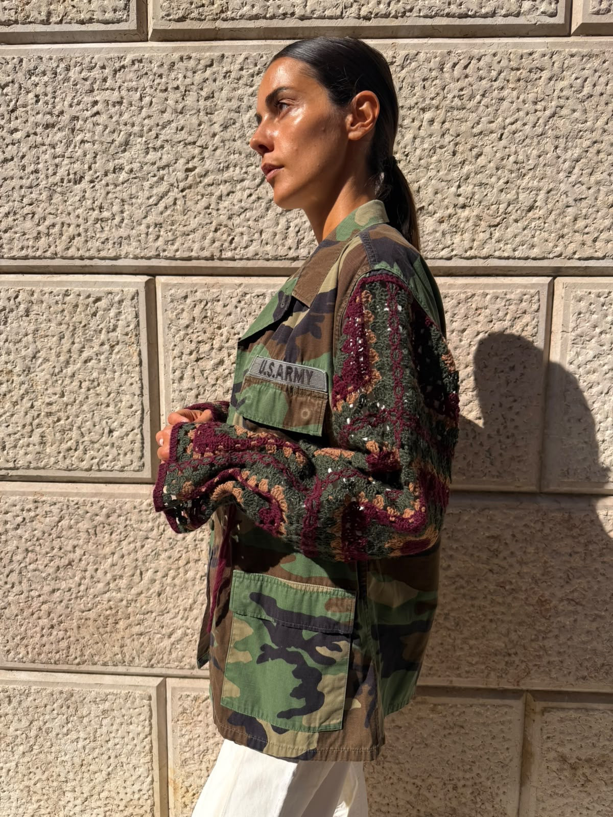 Giacca militare vintage con maniche crochet