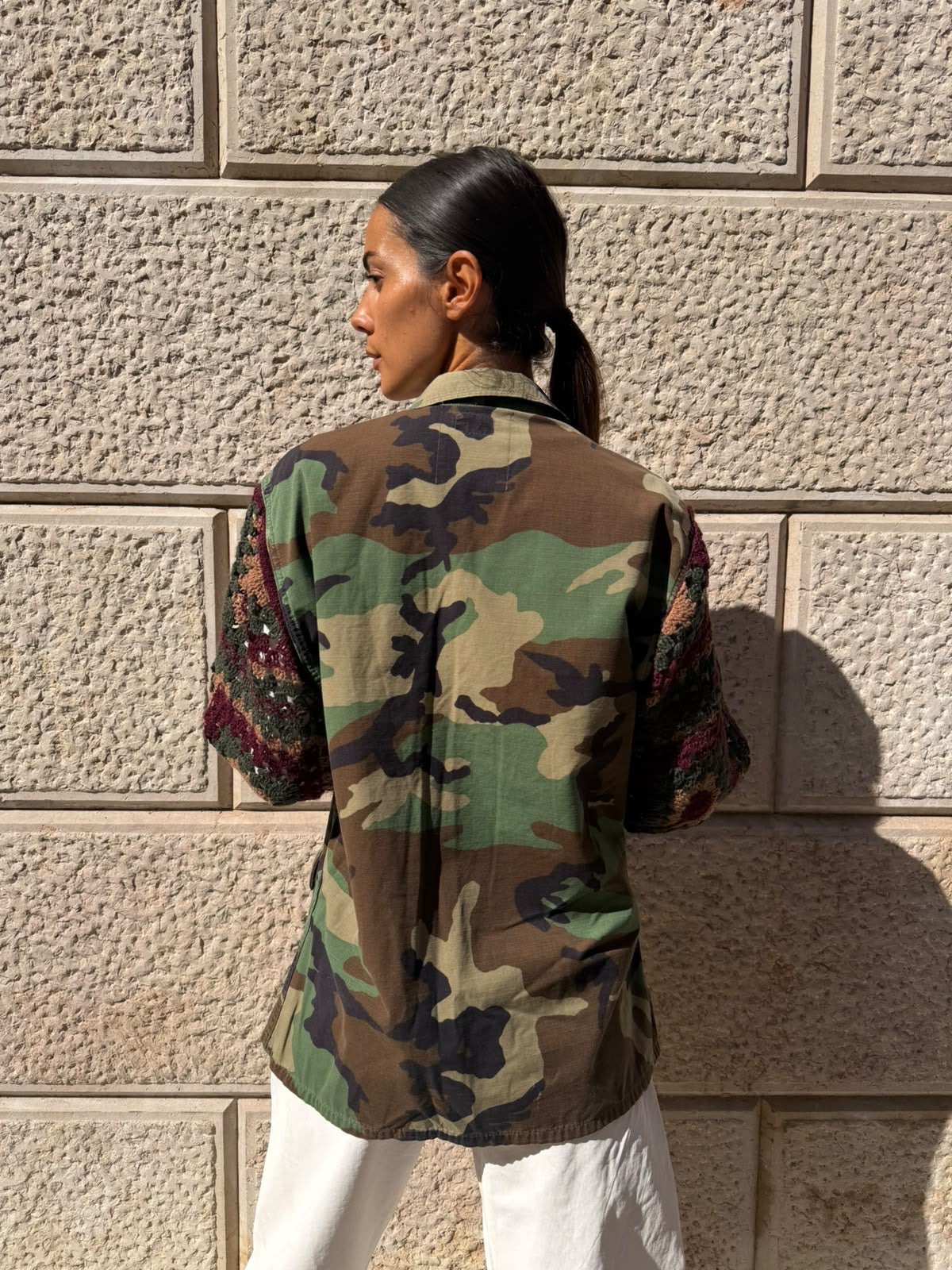 Giacca militare vintage con maniche crochet